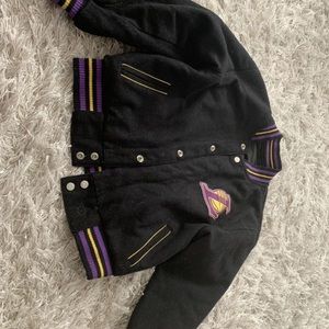 Juniors Lakers crop bomber jacket reversible